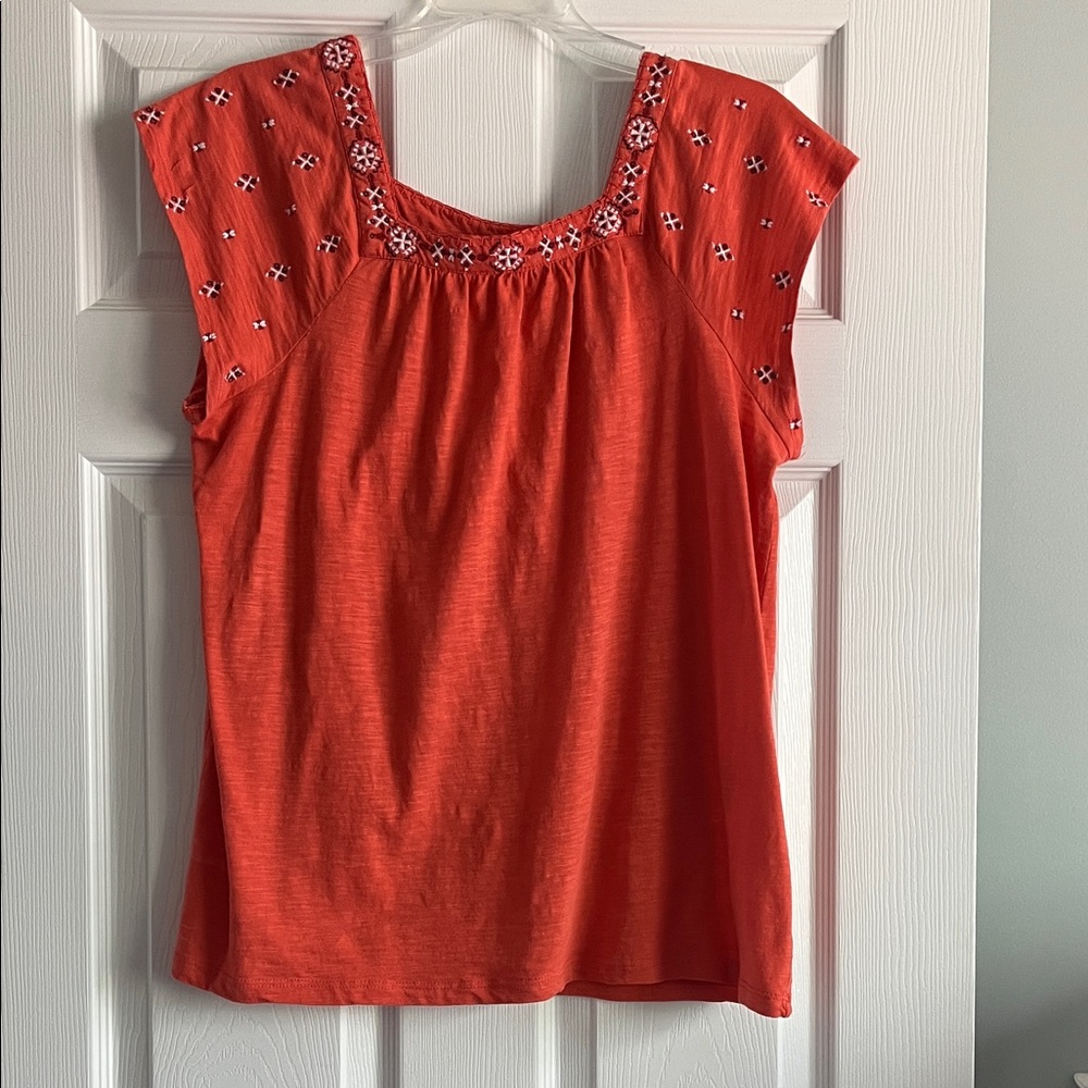 Style & Co. Coral Embroidered Top